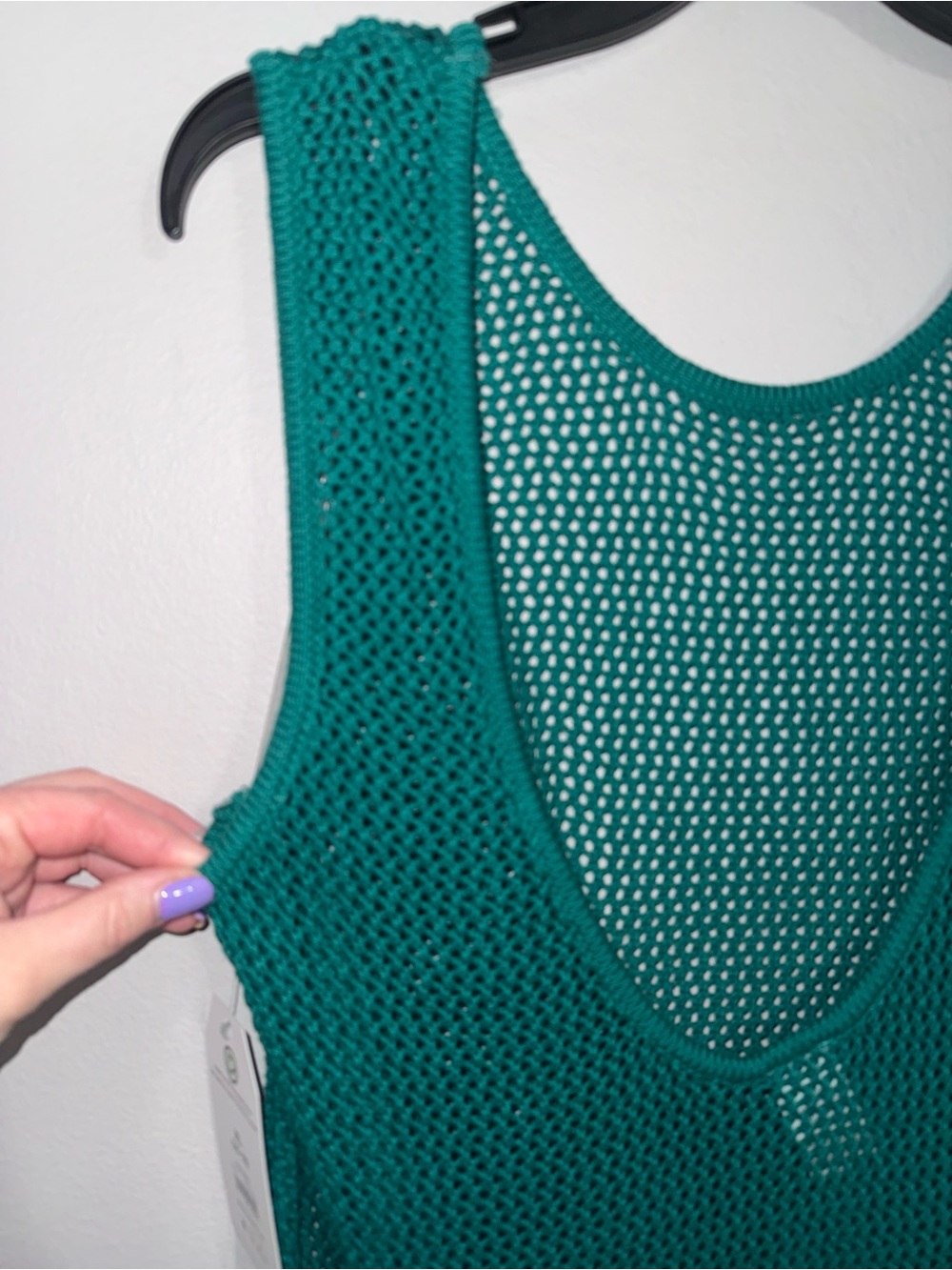 Time and Tru Women’s Emerald Green Crochet Swim Cover-Up Dress XL - Picture 4 of 6